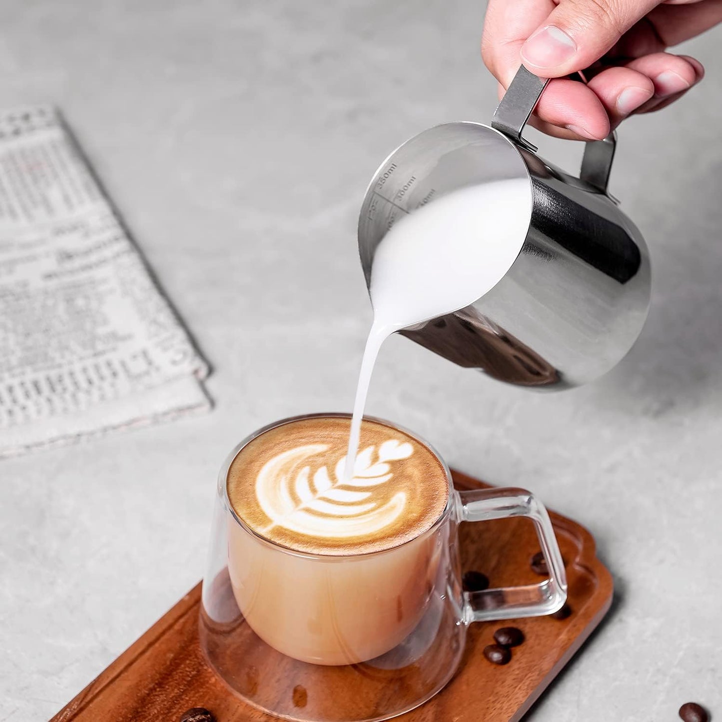 Latte Art Milk Pitcher - Milk Frothing Pitcher with Measurement | Barista Milk Pitcher