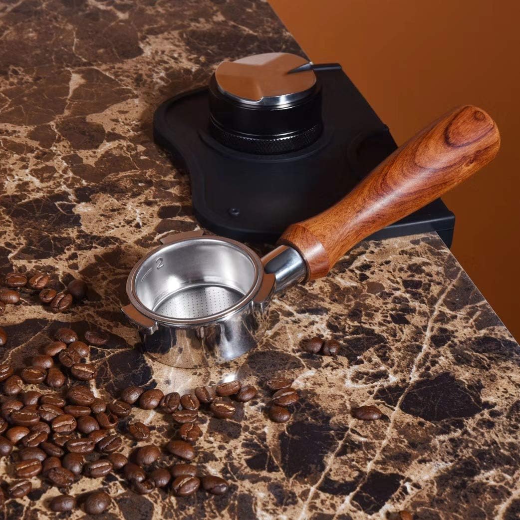 Coffee portafilter with wooden handle