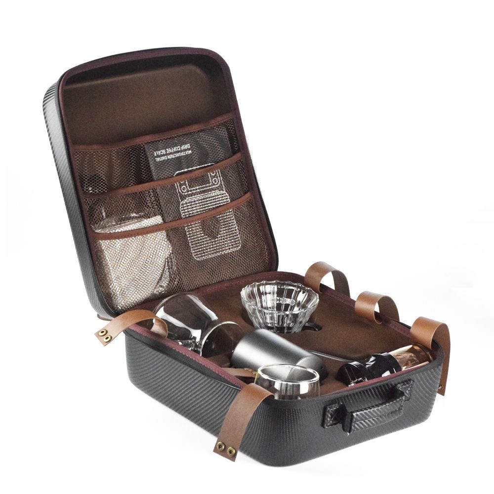 8-Piece Outdoor Travel Coffee Kit with Suitcase & Gift Box