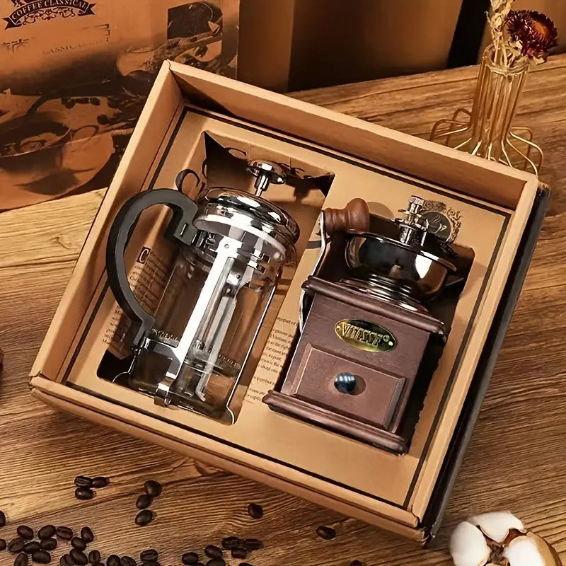 French Press Coffee Maker Set | French Press Gift Set | French Press & Grinder Set