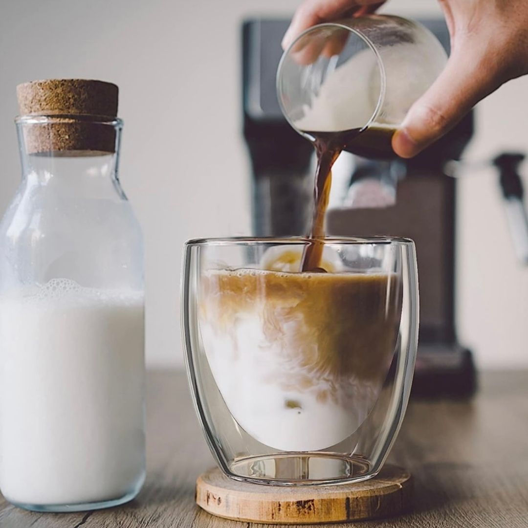 Medium Double Walled Borosilicate Glass Mug Without Handle - Not Handled but Insulated Mug