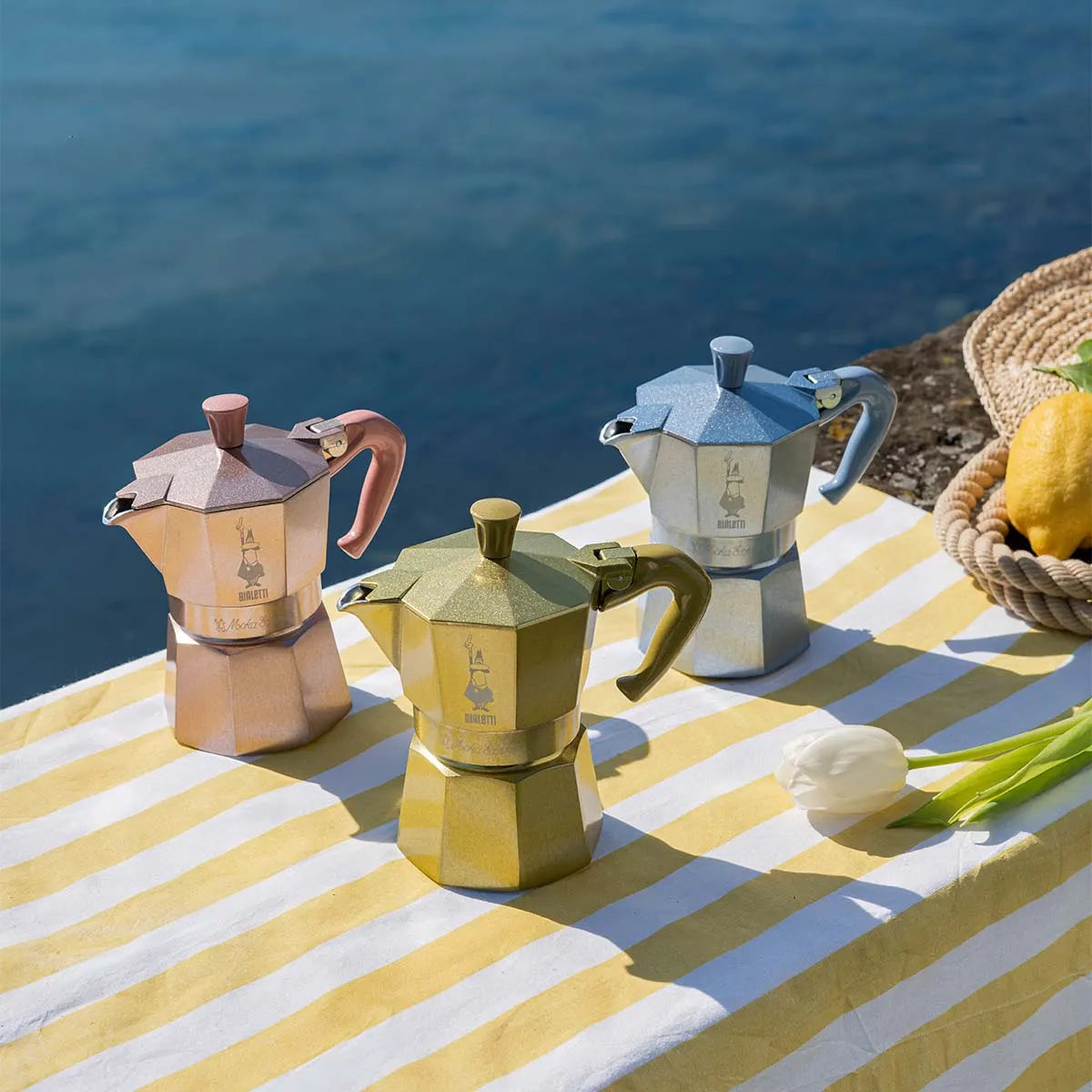 Bialetti Aluminium Moka Pot 1 Cup – Wave Blue | Sapore di Sole Collection