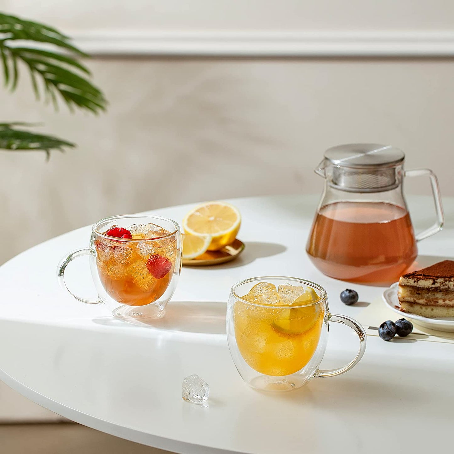 Medium Double Wall Coffee Mug With Handle- Double Glass Handled Heat Resistant Mug