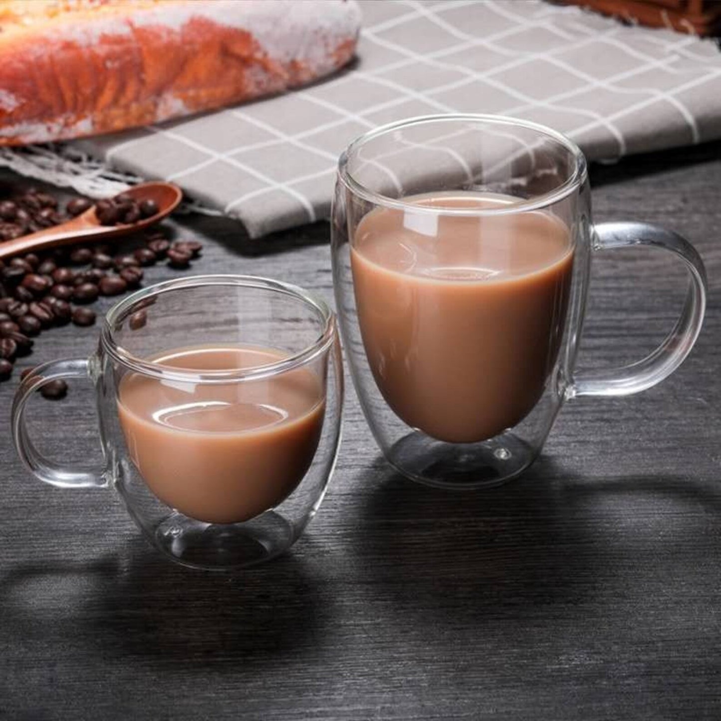 Double Glass Insulated and Handled Mug - Medium Borosilicate Glass Handled Mug