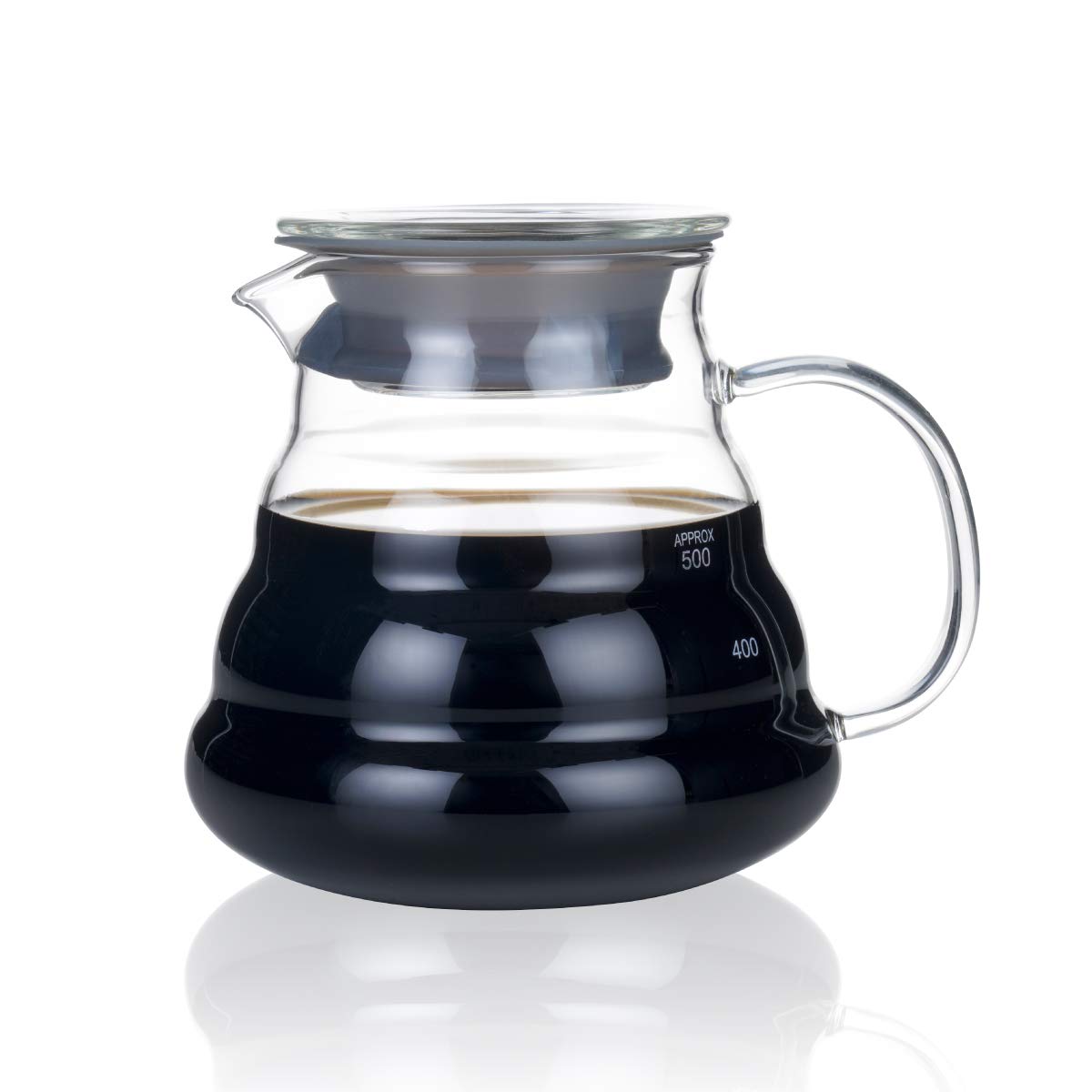 Heat Resistant Glass Coffee Server with Rubber Lid - 600 ML