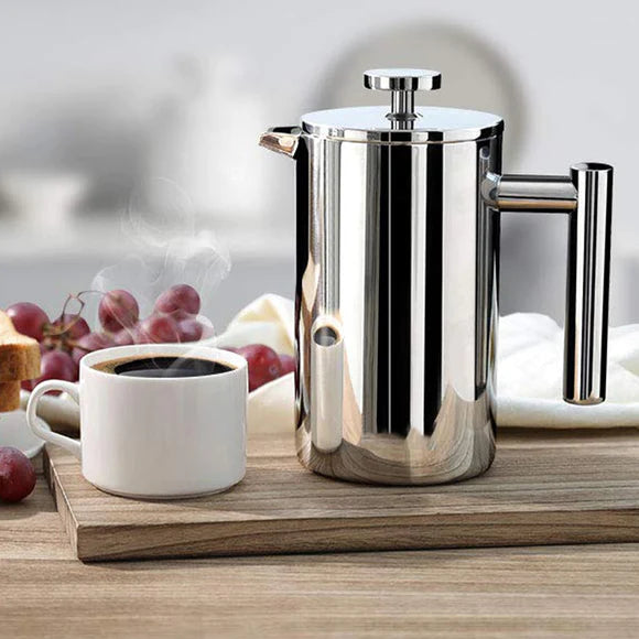 Double Wall Stainless Steel French Press Coffee Maker - 350 ml