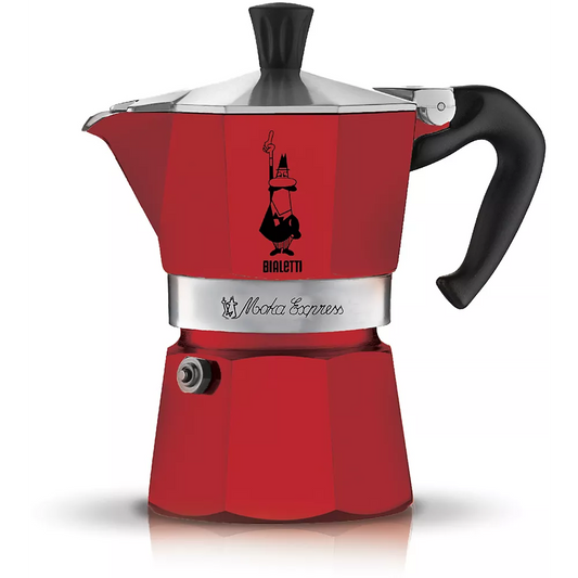 BIALETTI Moka Express Red (3 Cups) - Made in Italy (Original)