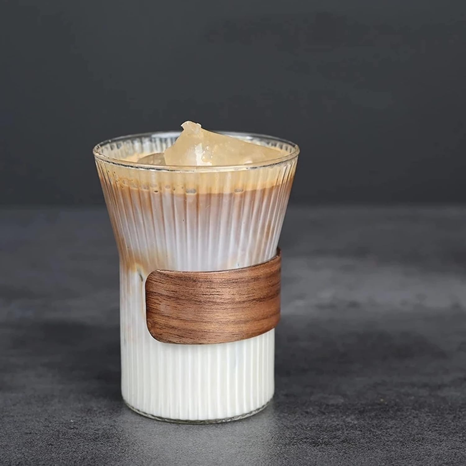 Glass Coffee Mug - Striped Shape Cup