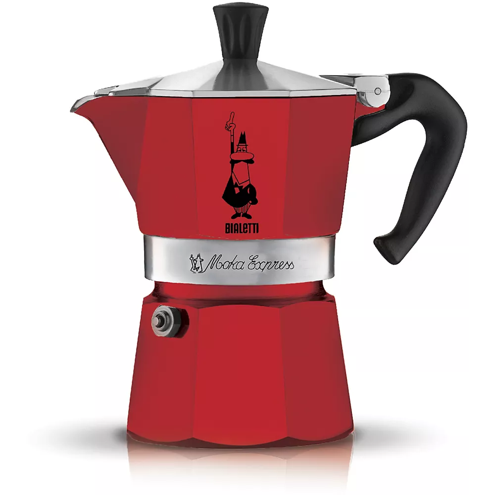 BIALETTI Moka Express Red (3 Cups) - Made in Italy (Original)