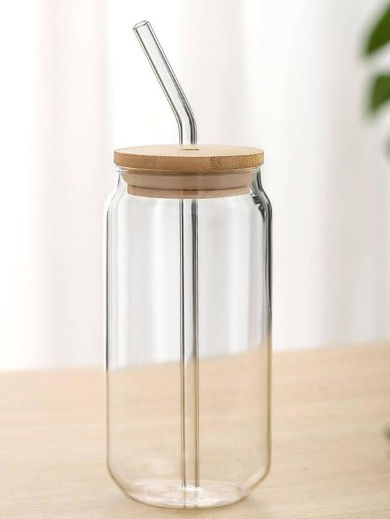 Borosilicate glass mug straw and lid - convenient sipping and storing various liquids