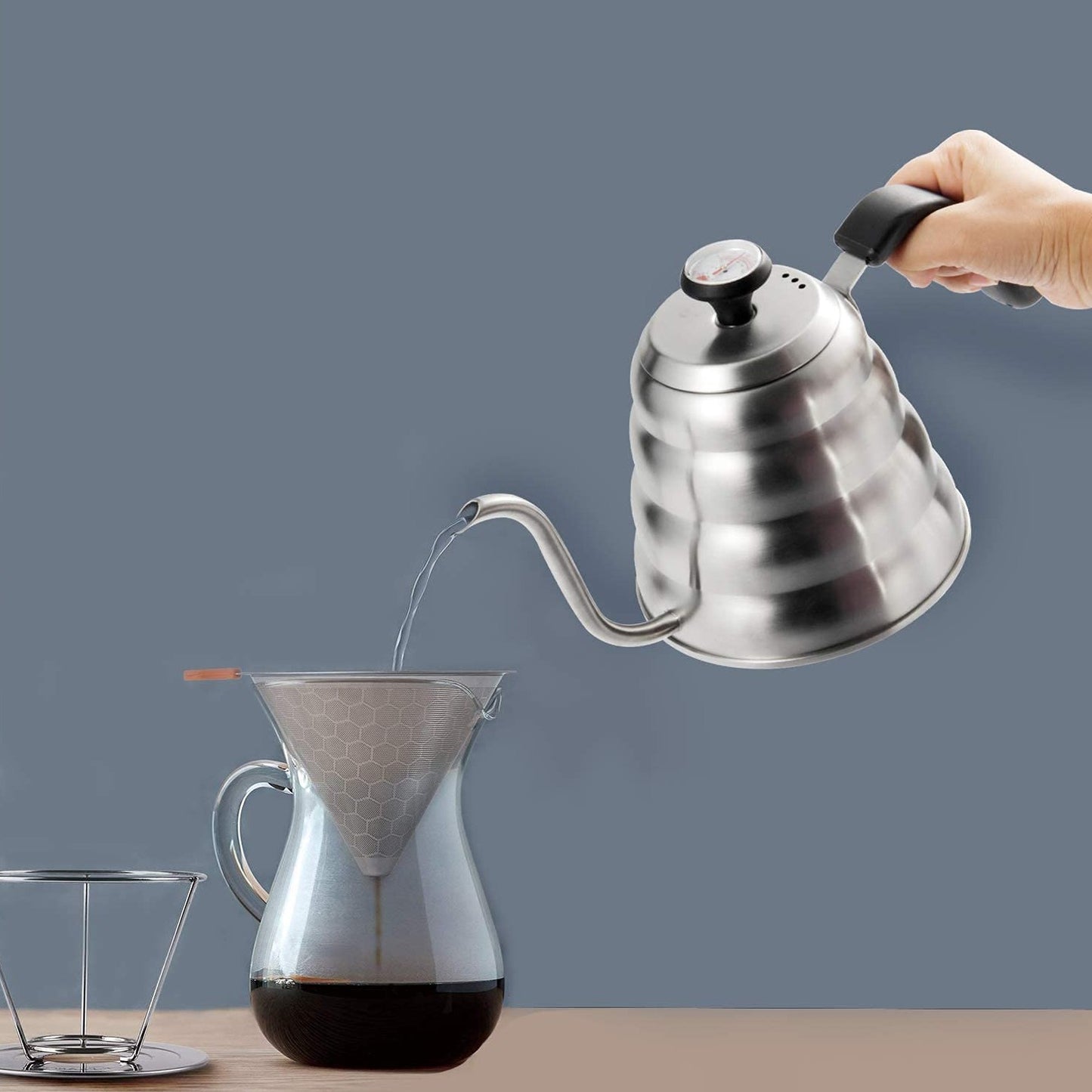 Large Pour Over Coffee Kettle With Thermometer - Large Stainless Steel Kettle With Thermometer