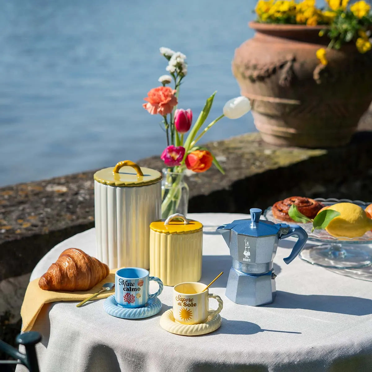 Bialetti Aluminium Moka Pot 1 Cup – Wave Blue | Sapore di Sole Collection