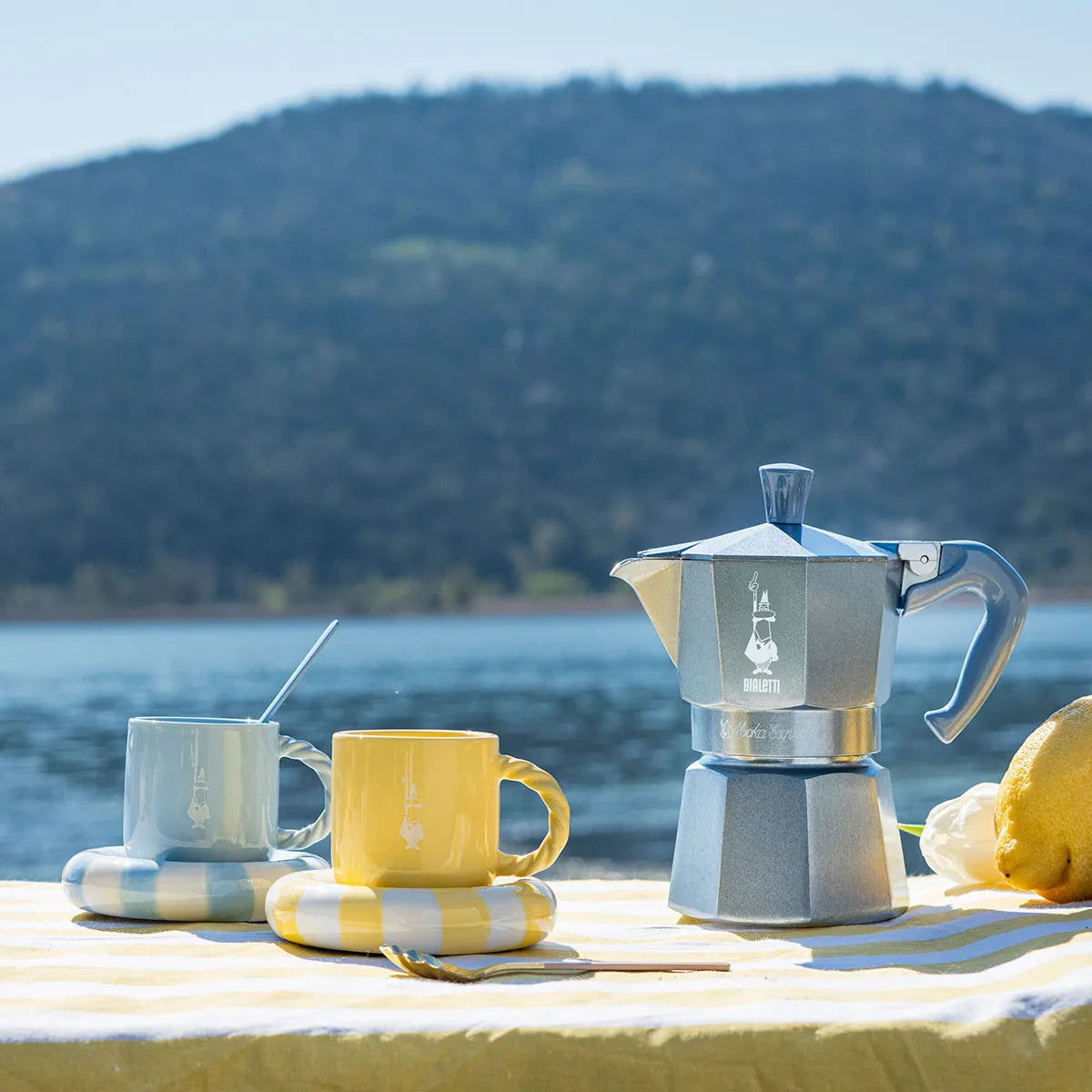 Bialetti Aluminium Moka Pot 1 Cup – Wave Blue | Sapore di Sole Collection
