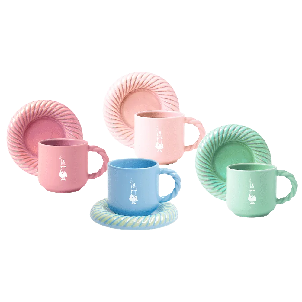 Bialetti Moka Express Wave Blue with Espresso Cups Gift Set